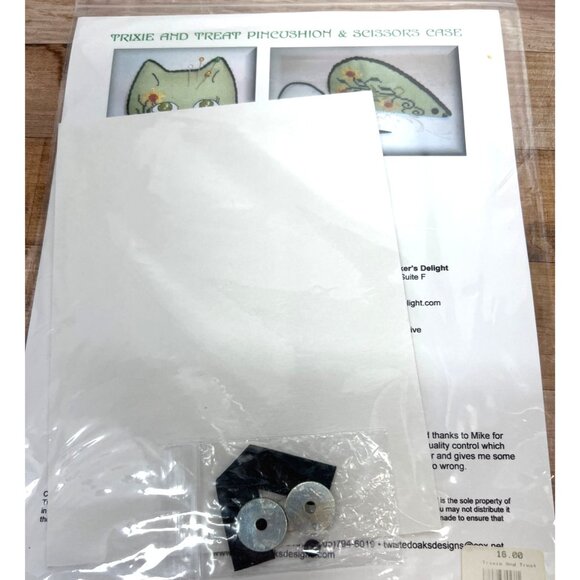 Twisted Oaks Designs Trixie & Treat Pincushion & Scissors Pocket Chart Only - Picture 2 of 2